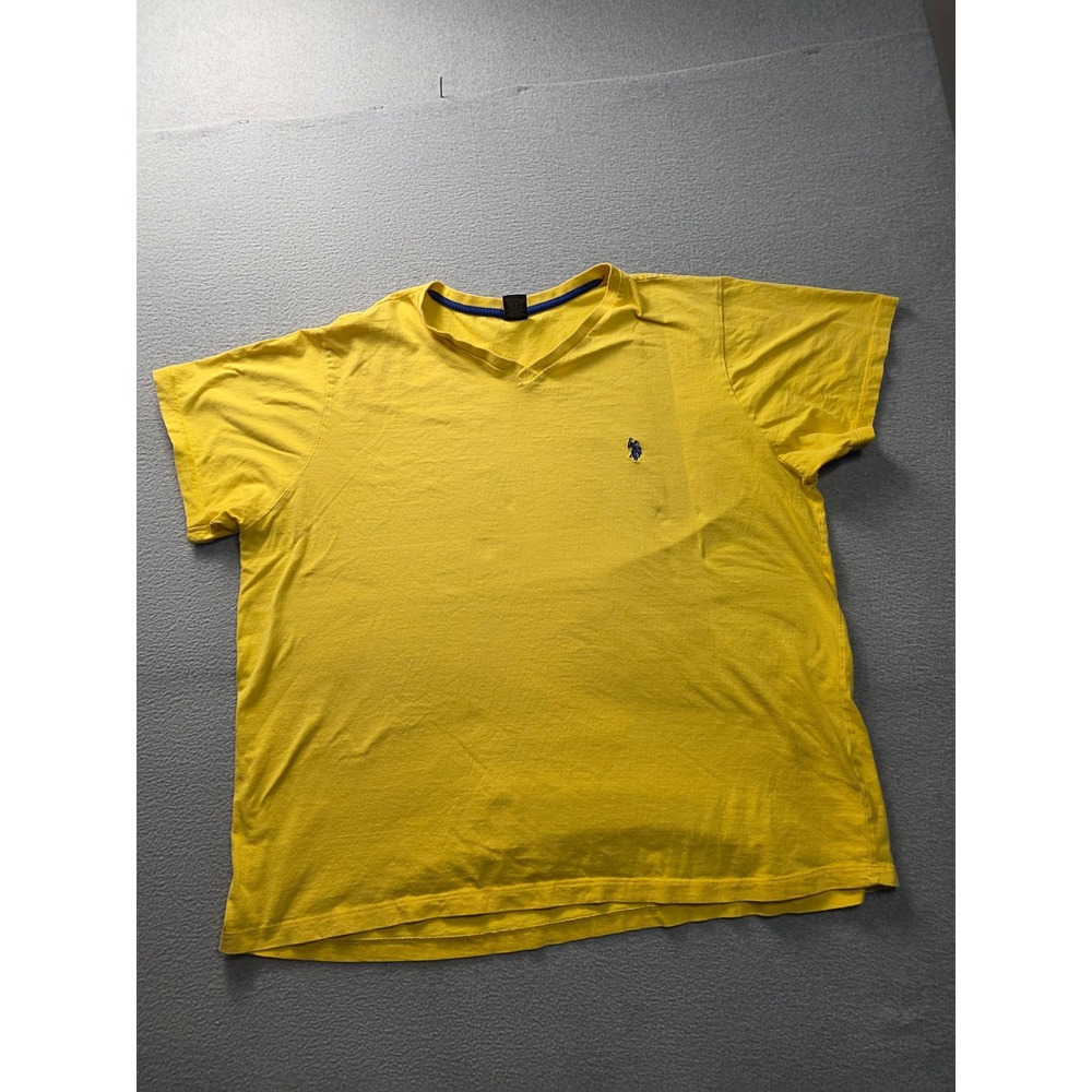 US Polo Assn Mens XXL Yellow V-Neck Short Sleeve Cotton T-Shirt Logo Tee